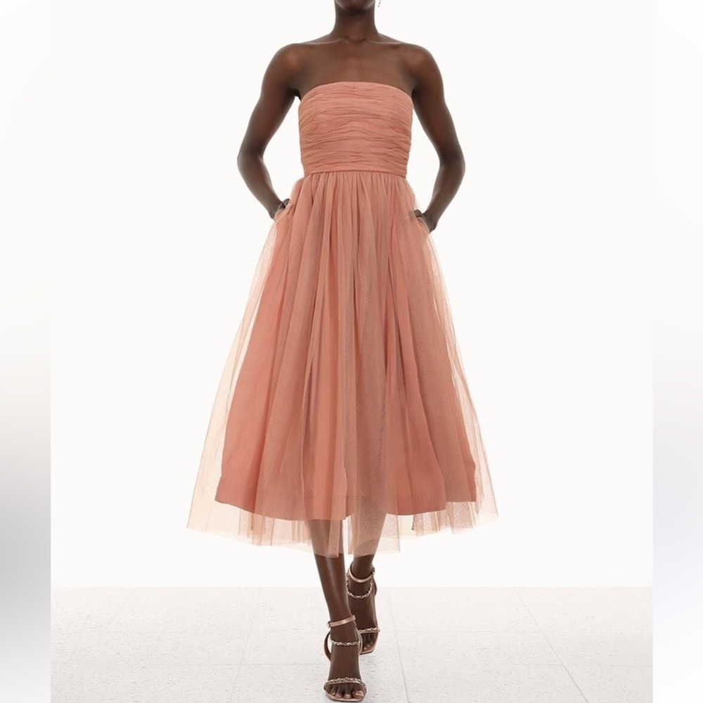 Zimmermann Tulle Dress in Lipstick NWT